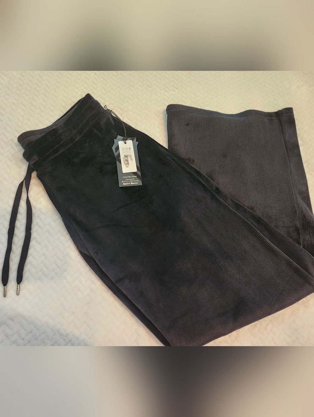 Kyodan Black Ribbed Velour Lounge Pants